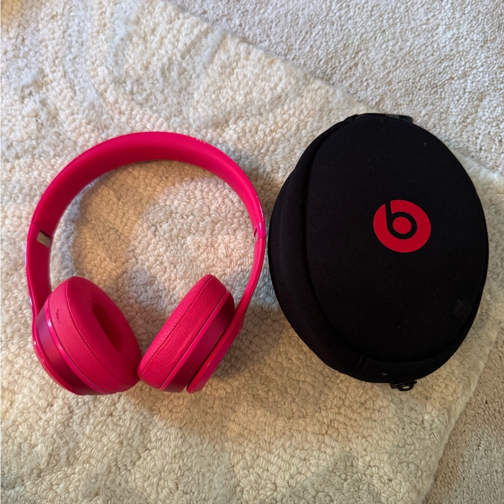 Pink Beats Headphones with case
